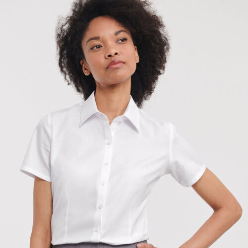 Women's short sleeve herringbone shirt Thumbnail