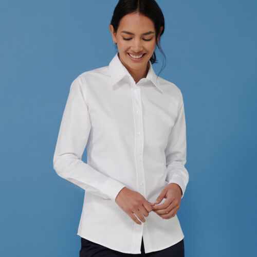 Henbury Ladies Long Sleeve Classic Oxford Shirt Thumbnail
