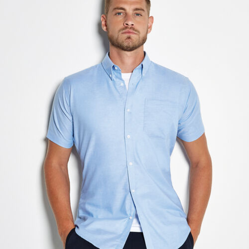 Kustom Kit Short Sleeve Slim Fit Oxford Shirt Thumbnail